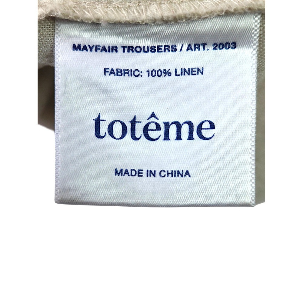 Totême Mayfair Linen Trousers Ivory Cream Straight Leg Pants Women's M - Picture 6 of 11